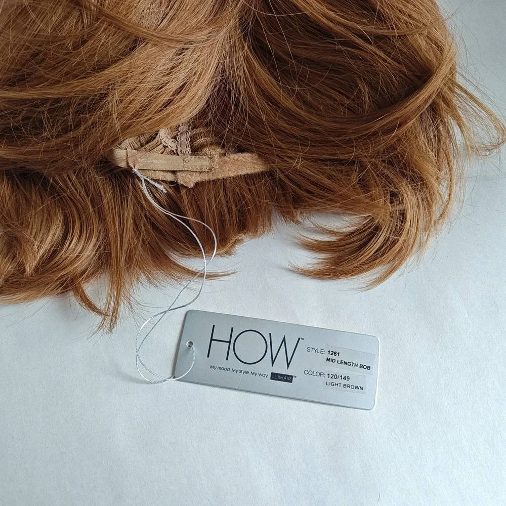 HOW Luxhair Mid Length Bob Wig Womens Light Brown 1261 Tabatha Coffey Synthetic